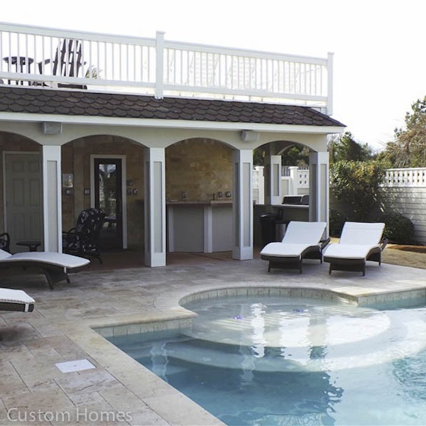 Sandmark Construction custom remodeled pool and cabana