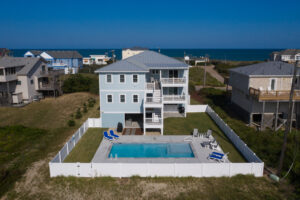 Backyard Ariel View. Custom home in Southern Shores, NC.